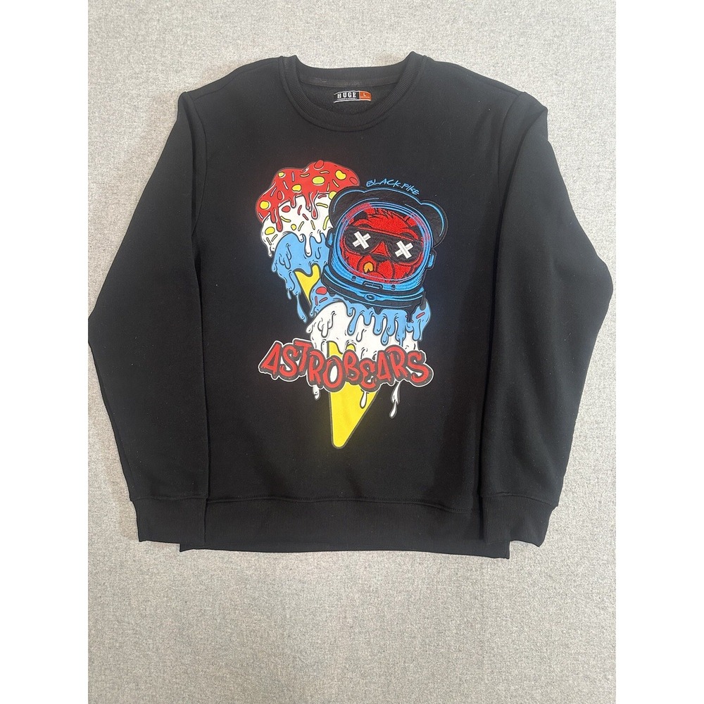 Black Pike Astro‎ Bears Textured Graphic Sweatshirt Ice Cream Dead Eyes Bear Med